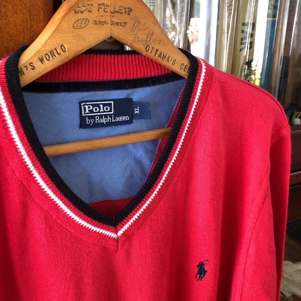 Polo by Ralph Lauren Red V-Neck Sweater